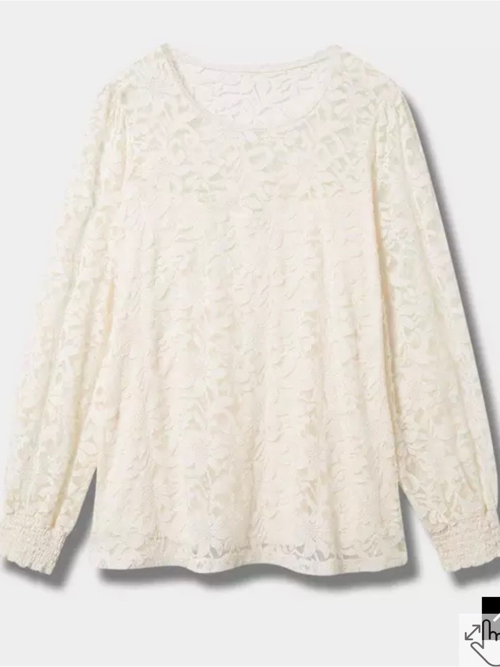 Torrid Ivory Lace Long Sleeve Blouse